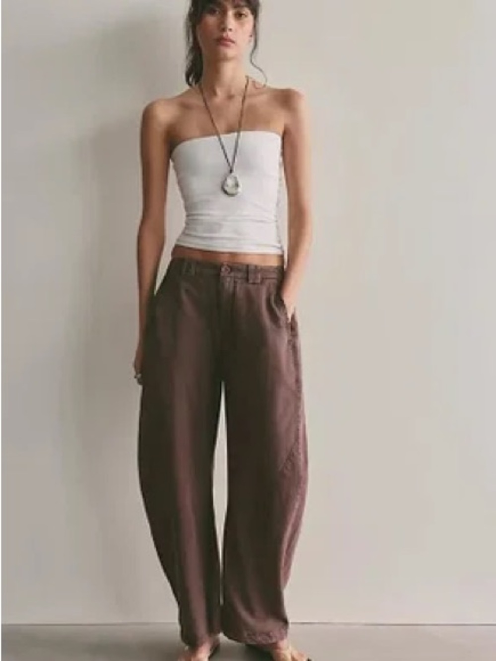 Free People Spotlight Washed Barrel Chino Trousers